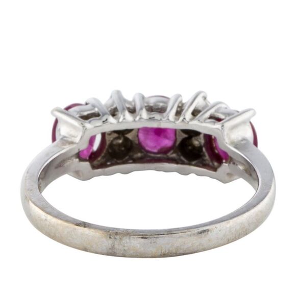 14k white gold diamond and ruby cocktail ring - Picture 4 of 5